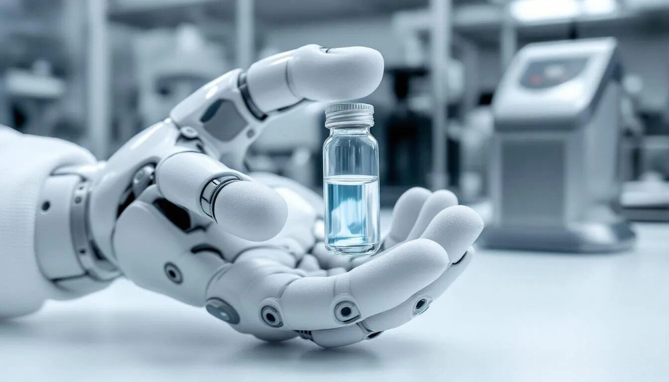 A soft robotic hand is delicately handling fragile objects, showcasing the principles of mechatronics engineering and control systems in action. This advanced mechatronic system illustrates the integration of mechanical components and electronic systems for precise manipulation.