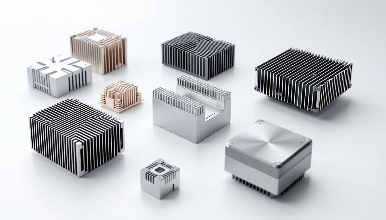 Aluminum heatsinks in various electronic applications.