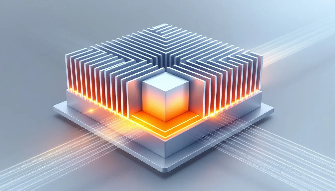 Diagram illustrating the working principle of an aluminum heatsink.
