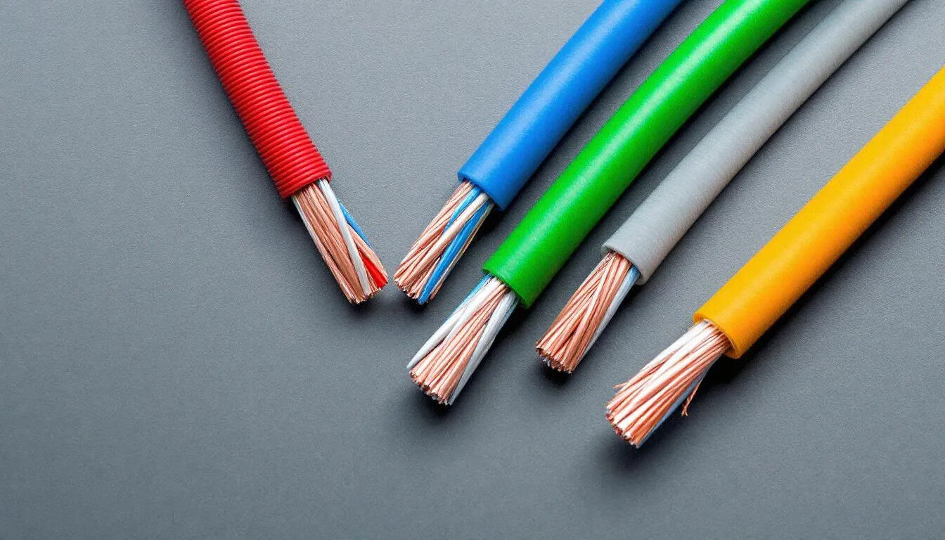 In the image, various types of wire insulation materials are displayed side by side, showcasing a range of colors and textures. The assortment includes copper wire, magnet wire, and polyimide insulated magnet wire, highlighting their distinct features suitable for applications in electric motors and household appliances.