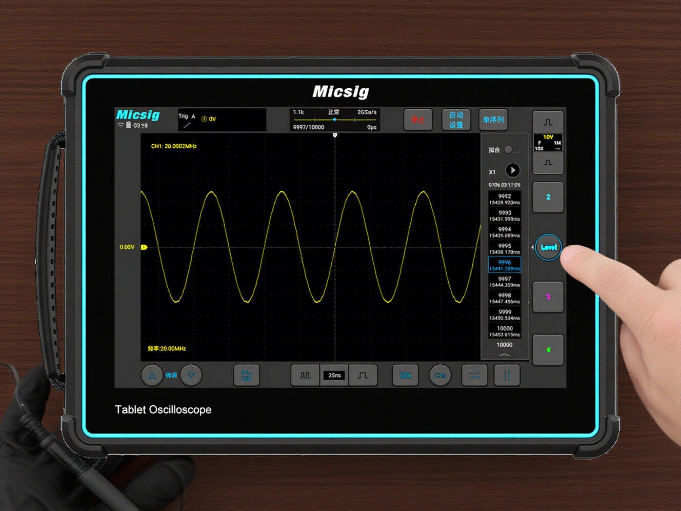 An engineer using an oscillograph for effective measurement.