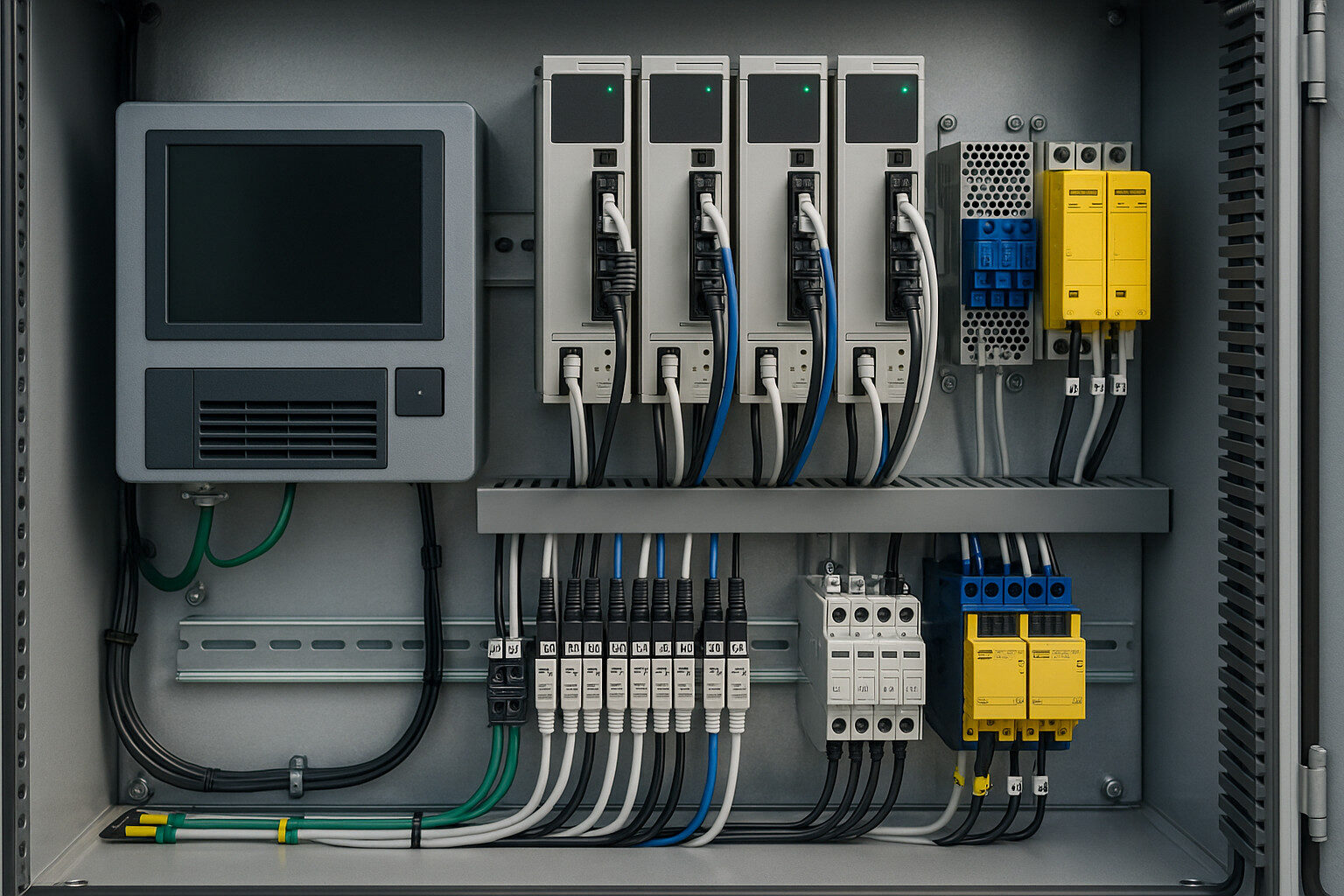 Elektronik und Schaltschrankverdrahtung für ein integriertes mechatronisches System.