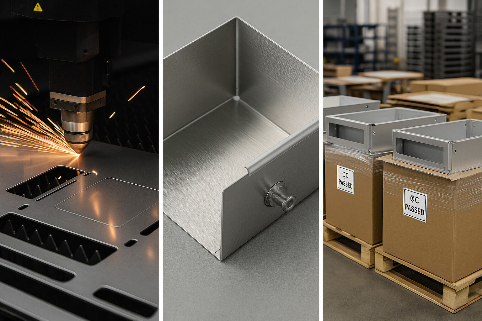 Vom Laserschneiden bis zu geformten Baugruppen und fertigen Gehäusen – kundenspezifische Metallfertigungsteile versandbereit.