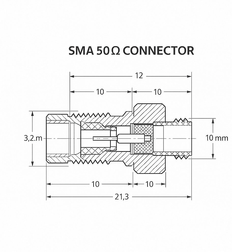 SMA 50 Ω Connector Technical Drawing