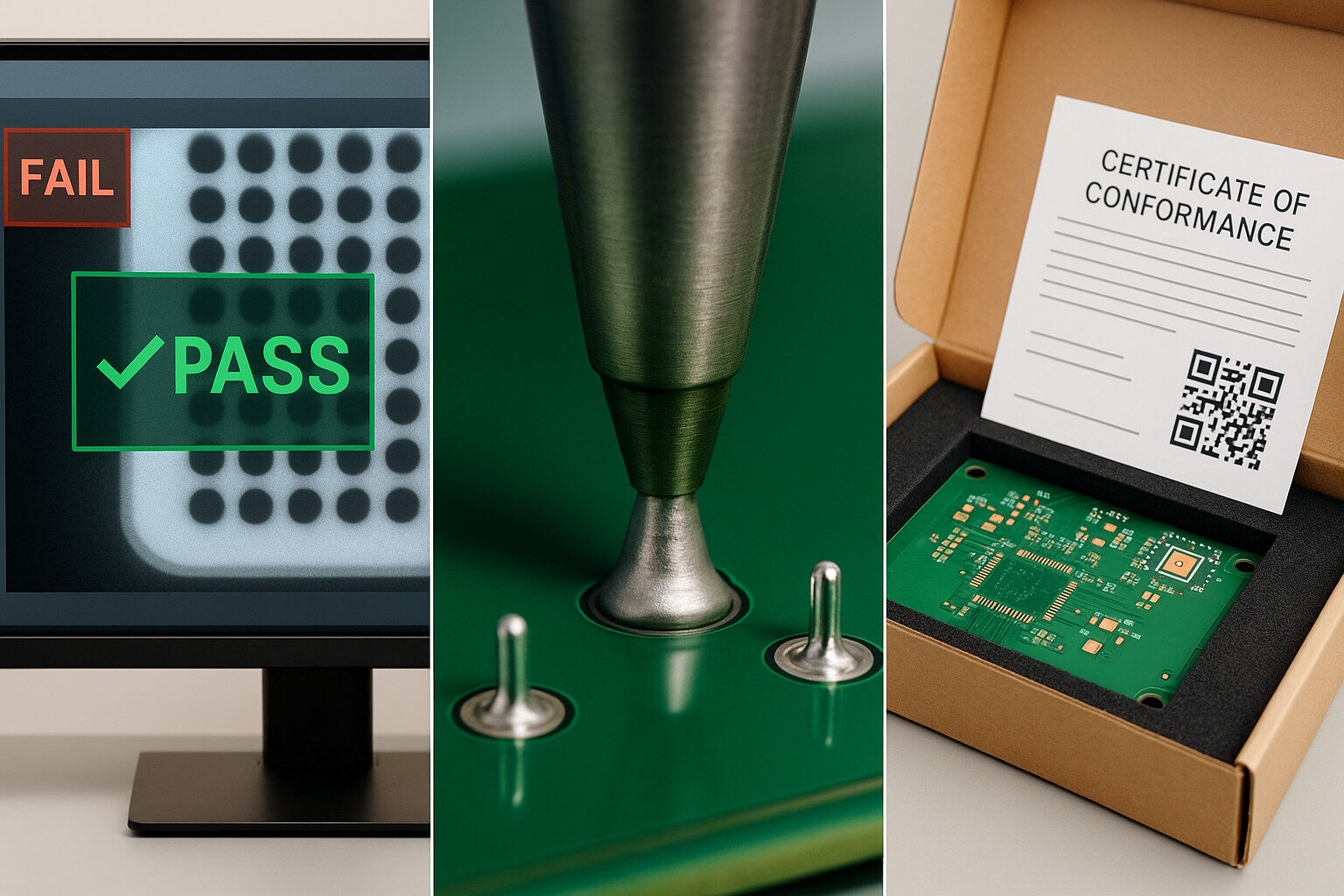 BGA x-ray verification, selective soldering, and a quick-turn PCB shipment with certificates.