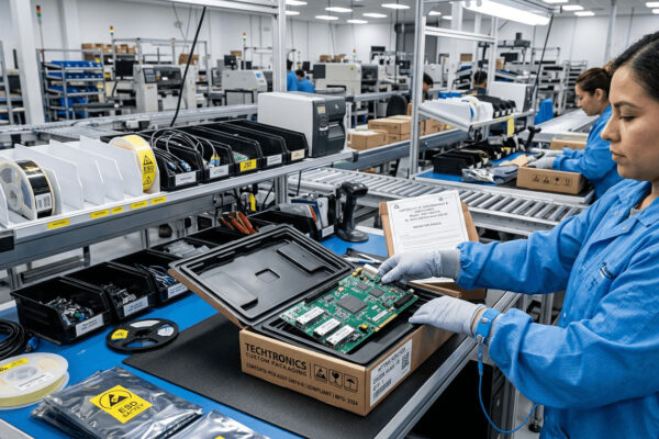 Custom packaging and kitting services for electronics, reducing hidden costs in purchasing and procurement. Maßgeschneiderte Verpackungs- und Kitting-Dienstleistungen für Elektronik zur Reduzierung versteckter Kosten im Einkauf.