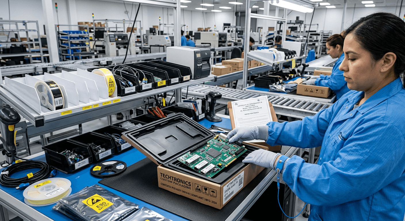 Custom packaging and kitting services for electronics, reducing hidden costs in purchasing and procurement. Maßgeschneiderte Verpackungs- und Kitting-Dienstleistungen für Elektronik zur Reduzierung versteckter Kosten im Einkauf.