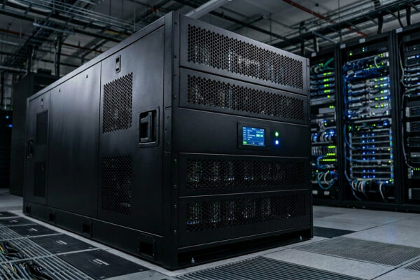 Scalable UPS system metal enclosure fabricated for high-density data center applications.Skalierbares UPS system metal enclosure, gefertigt für hochverdichtete Rechenzentrumsanwendungen.