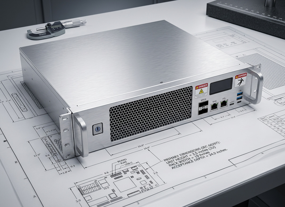 EMC shielded 19 cabinet rack protecting sensitive electronics in an industrial data center.
EMV-geschirmtes 19 cabinet rack zum Schutz empfindlicher Elektronik in einem industriellen Rechenzentrum.