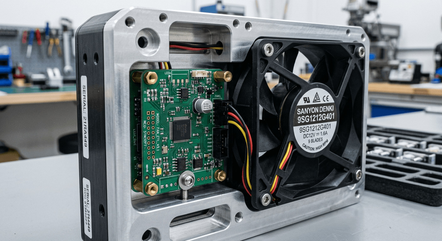 Precision components manufacturing and integration of industrial axial fans for thermal management in mechatronics systems.
