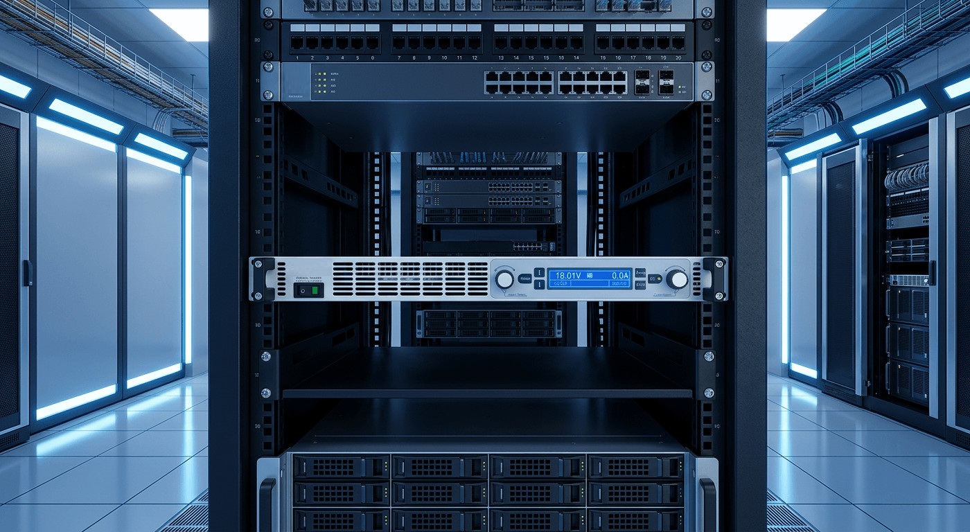 1U-high-power-density-DC-programmable-power-supply-mounted-in-a-data-center-server-rack