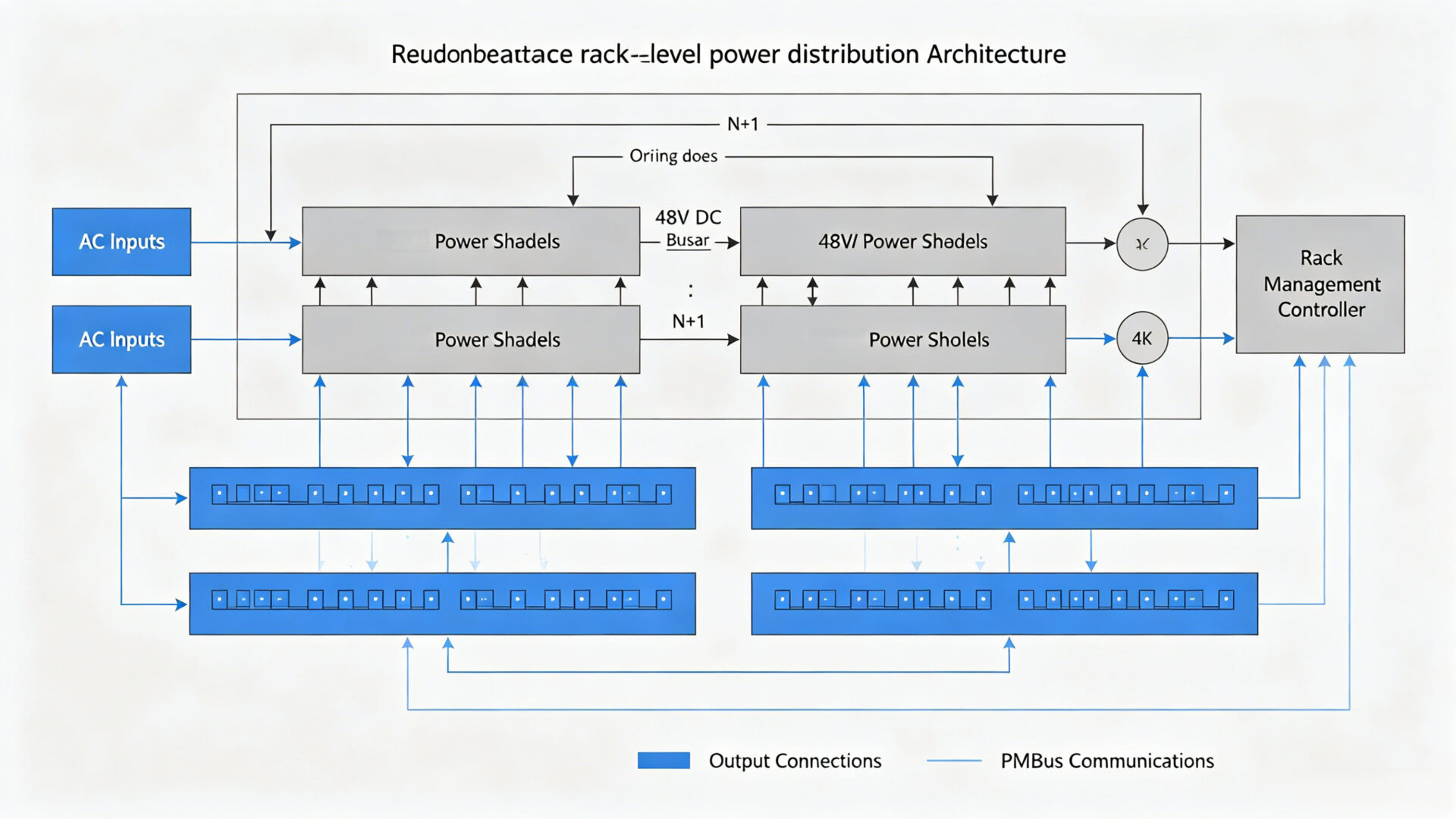 Data Center Rack Power Architecture Diagram Redundant 48V Busbar Distribution OR‑ing Circuit