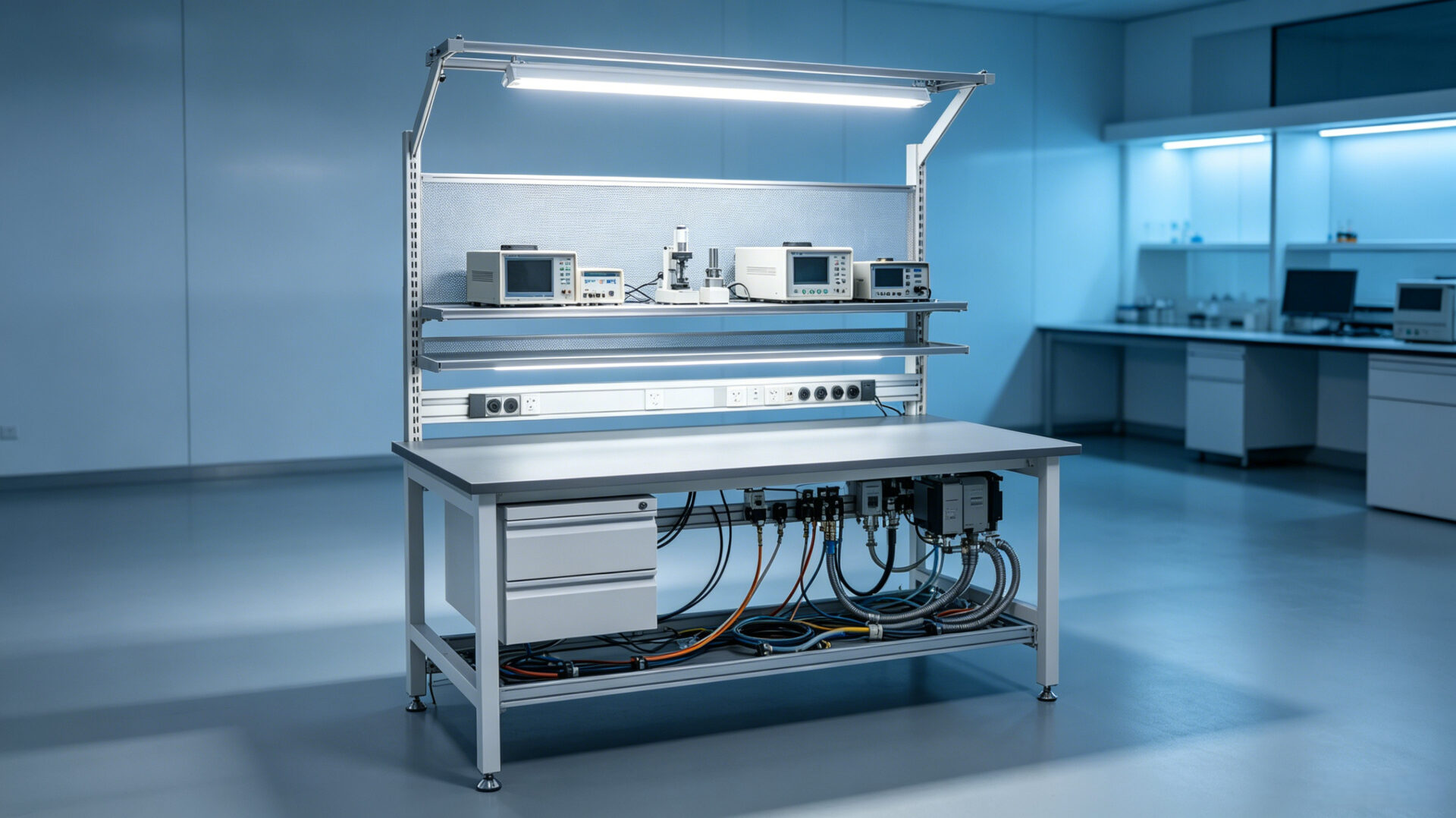Laboratory ESD Table Integrated Cable Management System Instrument Shelving – TPS Elektronik