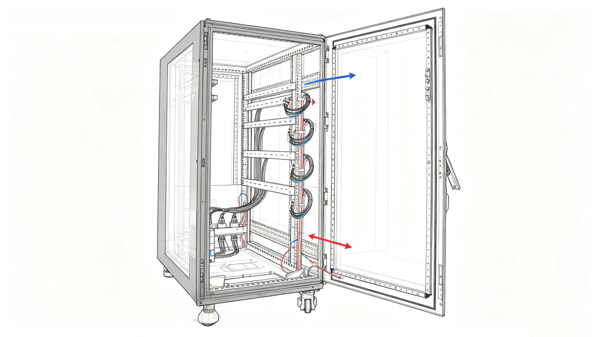 TPS 42U Cabinet Load Path Diagram 1200kg Static Capacity Data Center Rack TPS 42U Cabinet Lastpfaddiagramm 1200kg statische Tragfähigkeit Data Center Rack