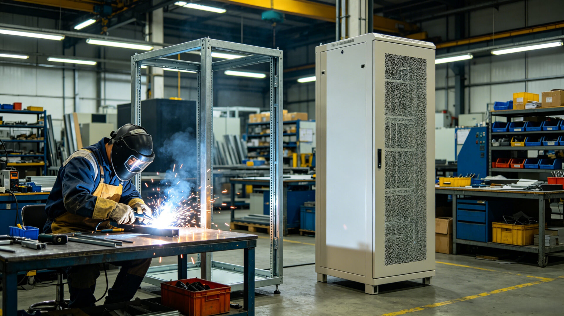 CNC Press Brake Bending Welding Data Center Rack Cabinet Assembly Powder Coated Finish – TPS Elektronik CNC Abkantpresse Biegen Schweißen Rechenzentrum Rack Schrank Montage Pulverbeschichtete Oberfläche – TPS Elektronik
