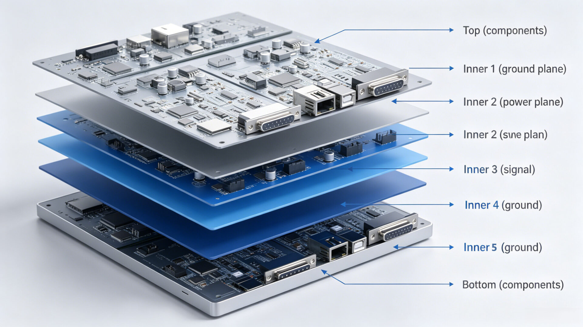 PCB Layer Stack‑Up Diagram 6‑Layer Power Supply Board Controlled Impedance EMC – TPS Elektronik