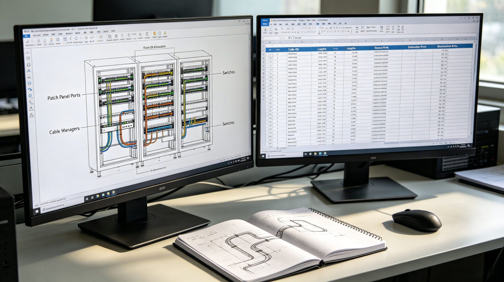 Structured Cabling Rack Design CAD Diagram Port Map Cable Schedule Patch Panel – TPS Elektronik