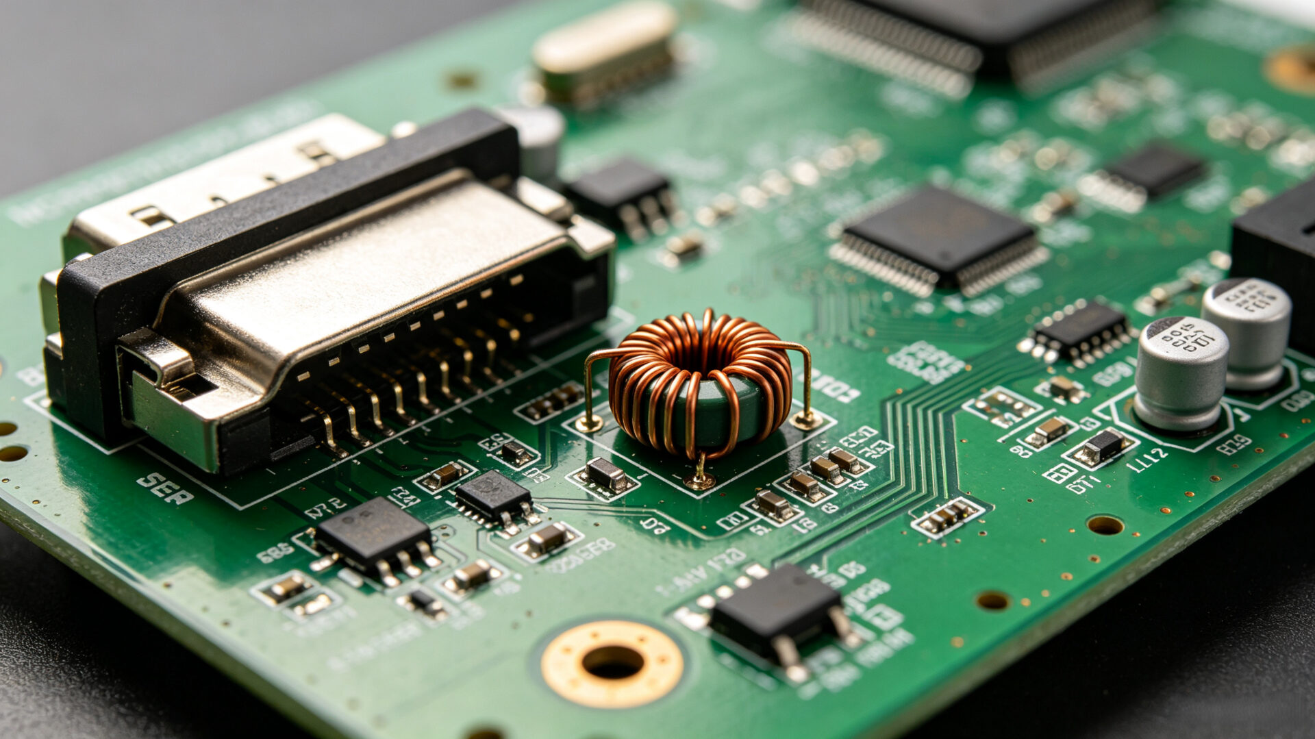 Common mode choke placement on automotive PCB near I/O connector for CISPR 25 conducted emissions optimization