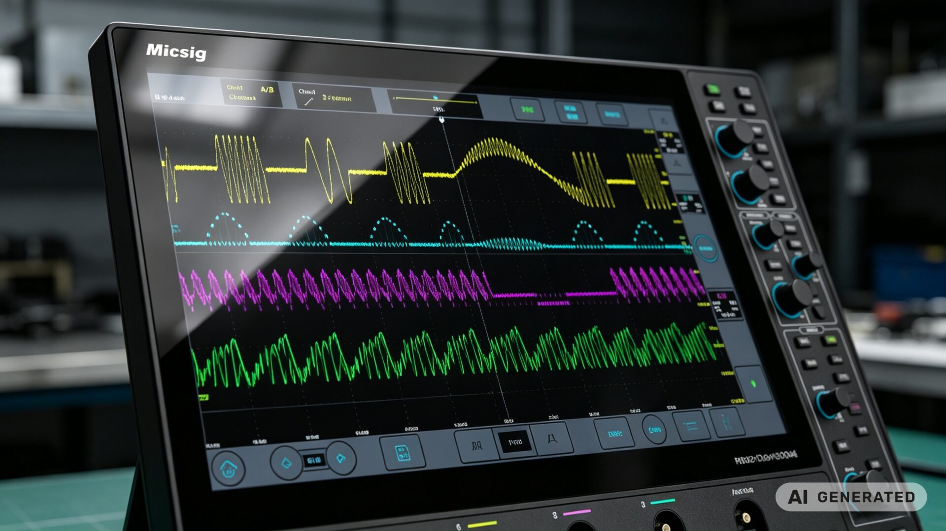 4-Channel Oscilloscope Display for CNC Encoder and Vibration Analysis