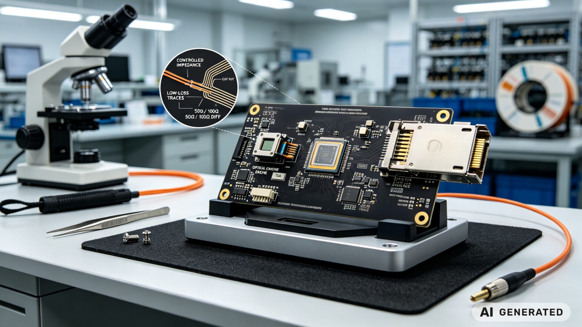 56Gbps PAM4 Optical Module PCB with Megtron 6 Material