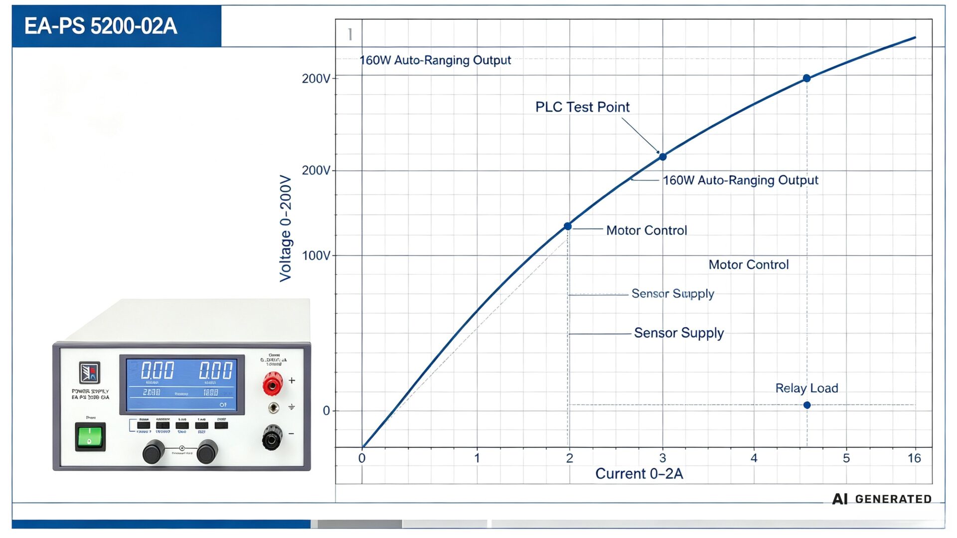Auto-Ranging Output Curve of 160W Programmable Power Supply