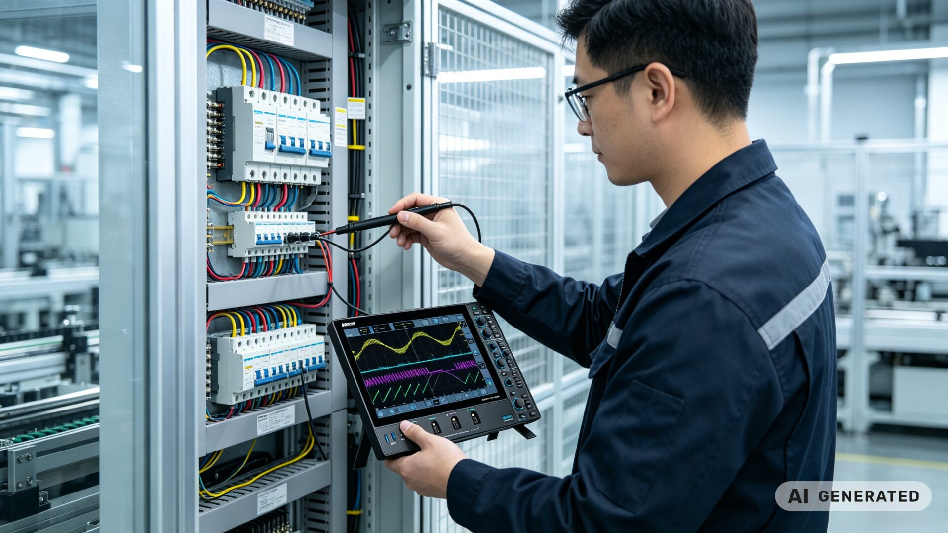 Field Maintenance with Tablet Oscilloscope for PLC and Sensor Debugging
