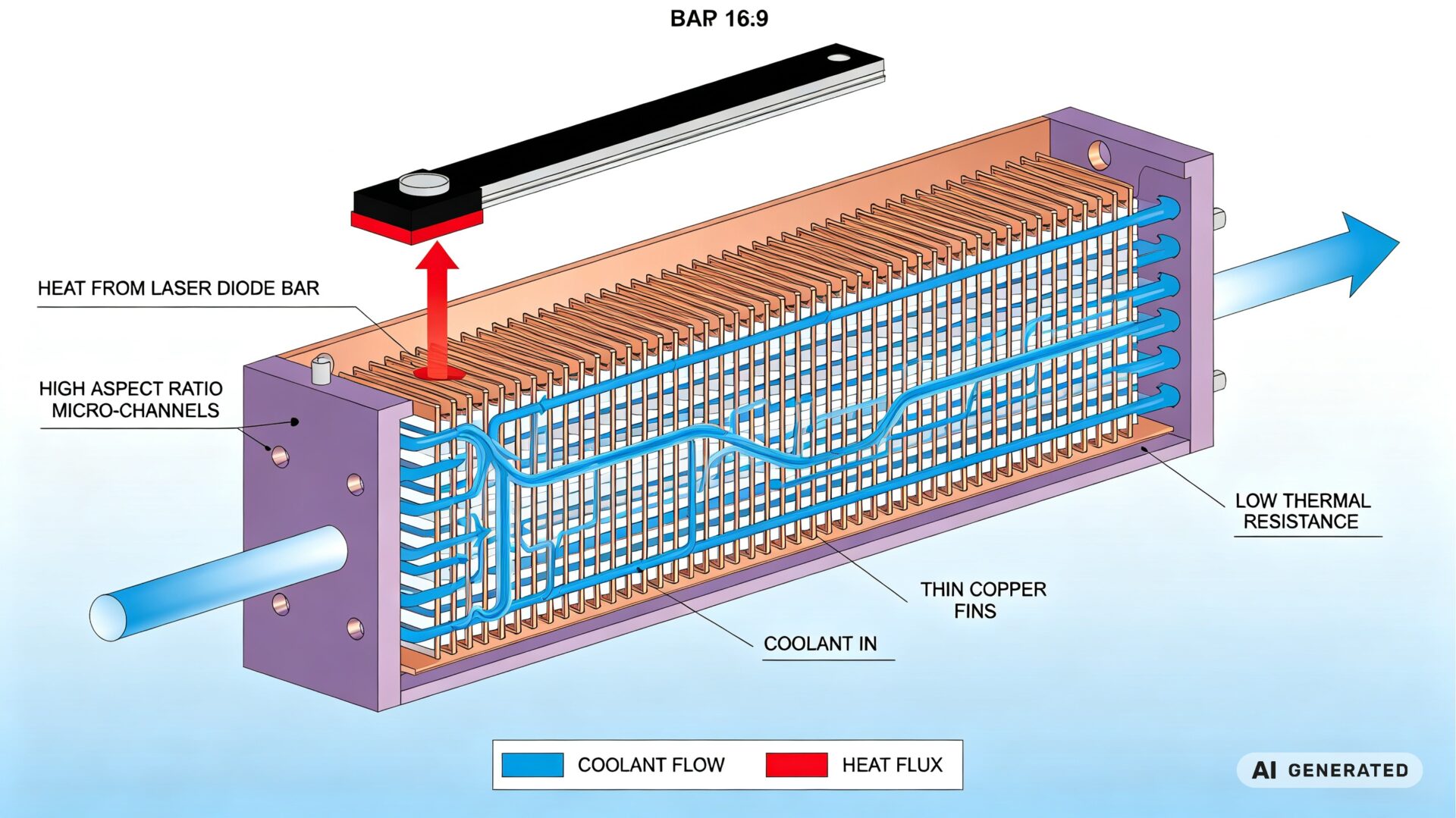High Aspect Ratio Micro-Channel Cooler Cross-Section Diagram