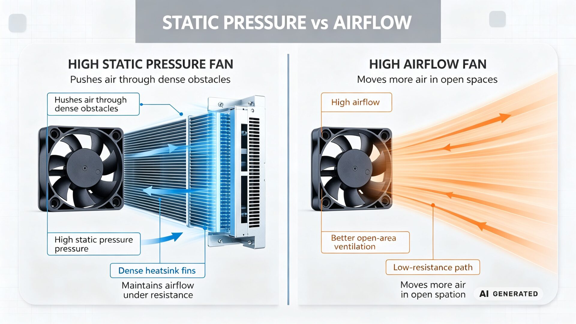 High Static Pressure 40mm DC Axial Fan for 1U Server Power Supply