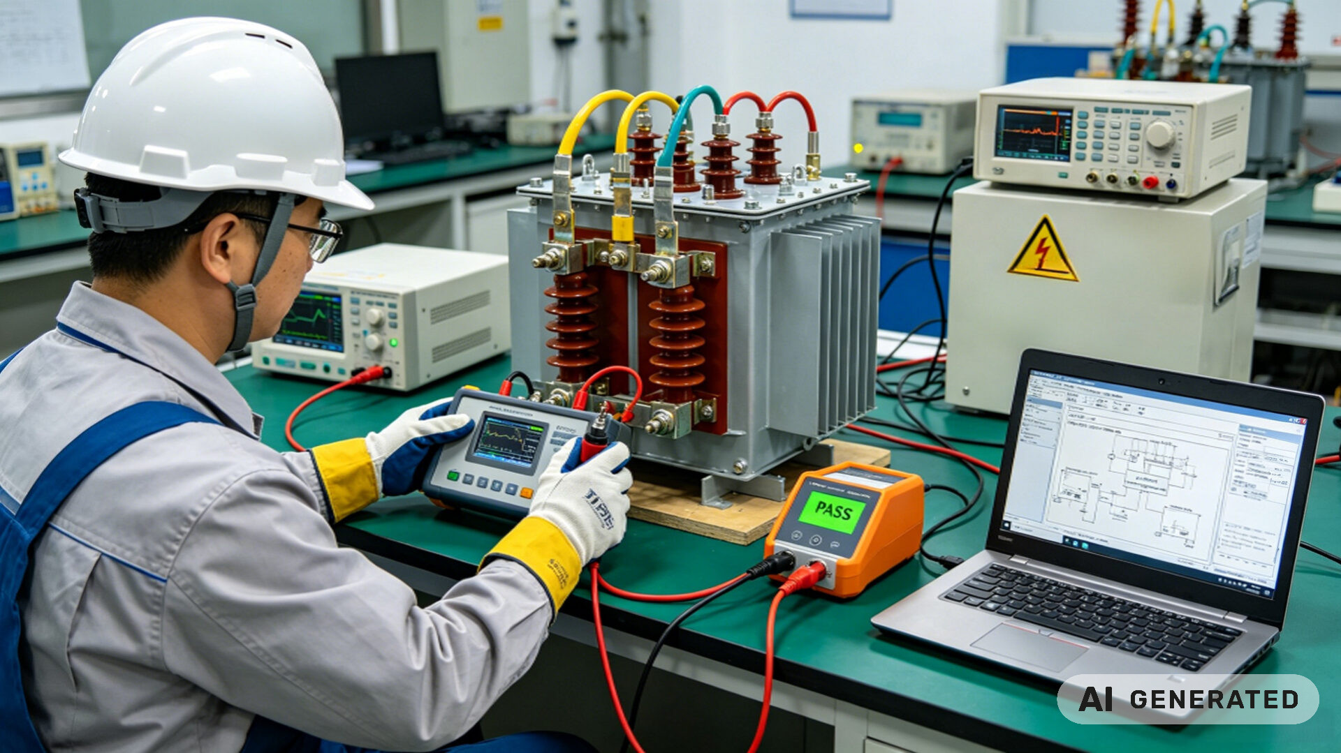 TPS-EMC-Laboratory-Engineer-Performing-Insulation-Resistance-Test-on-Distribution-Transformer-–-TPS-Elektronik