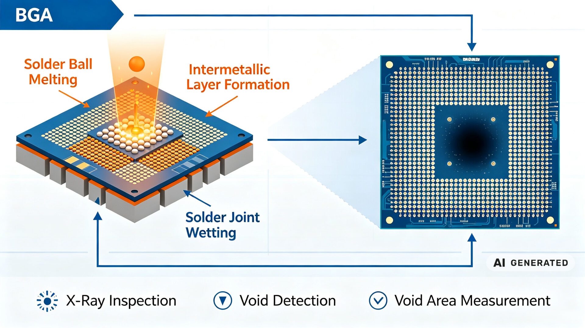 BGA Solder Joint Formation and X-Ray Inspection Diagram