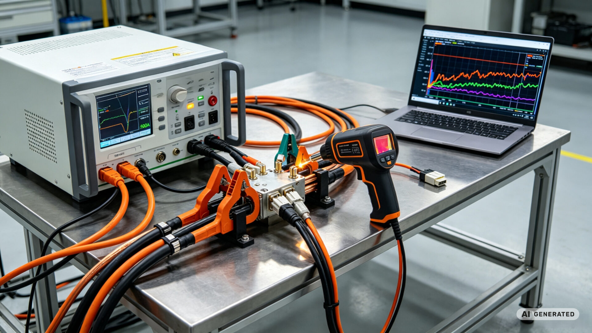 High Amperage Power Supply Wire Harness Test Setup