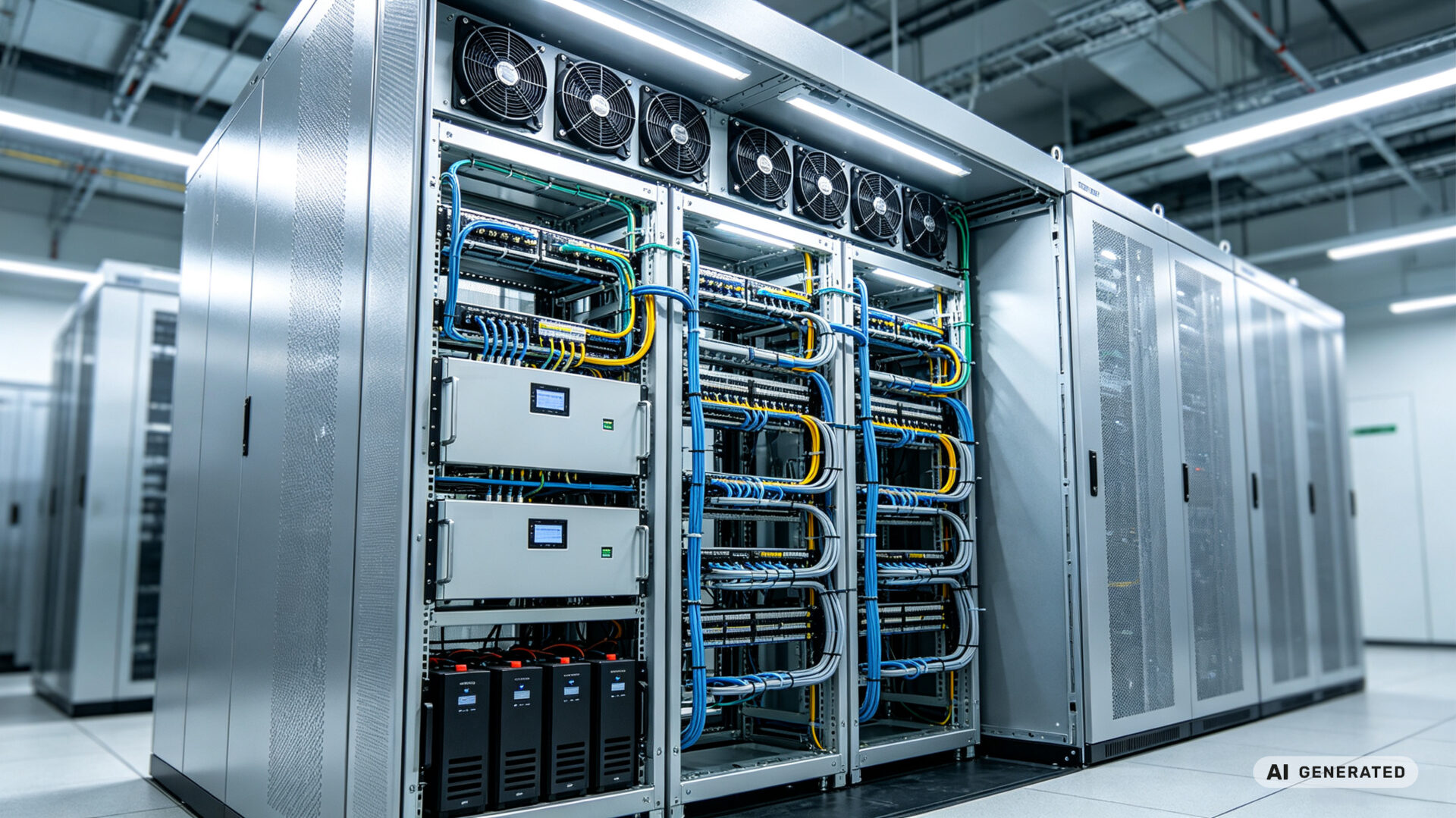High-Density Data Center Control Cabinet with UPS and Cooling