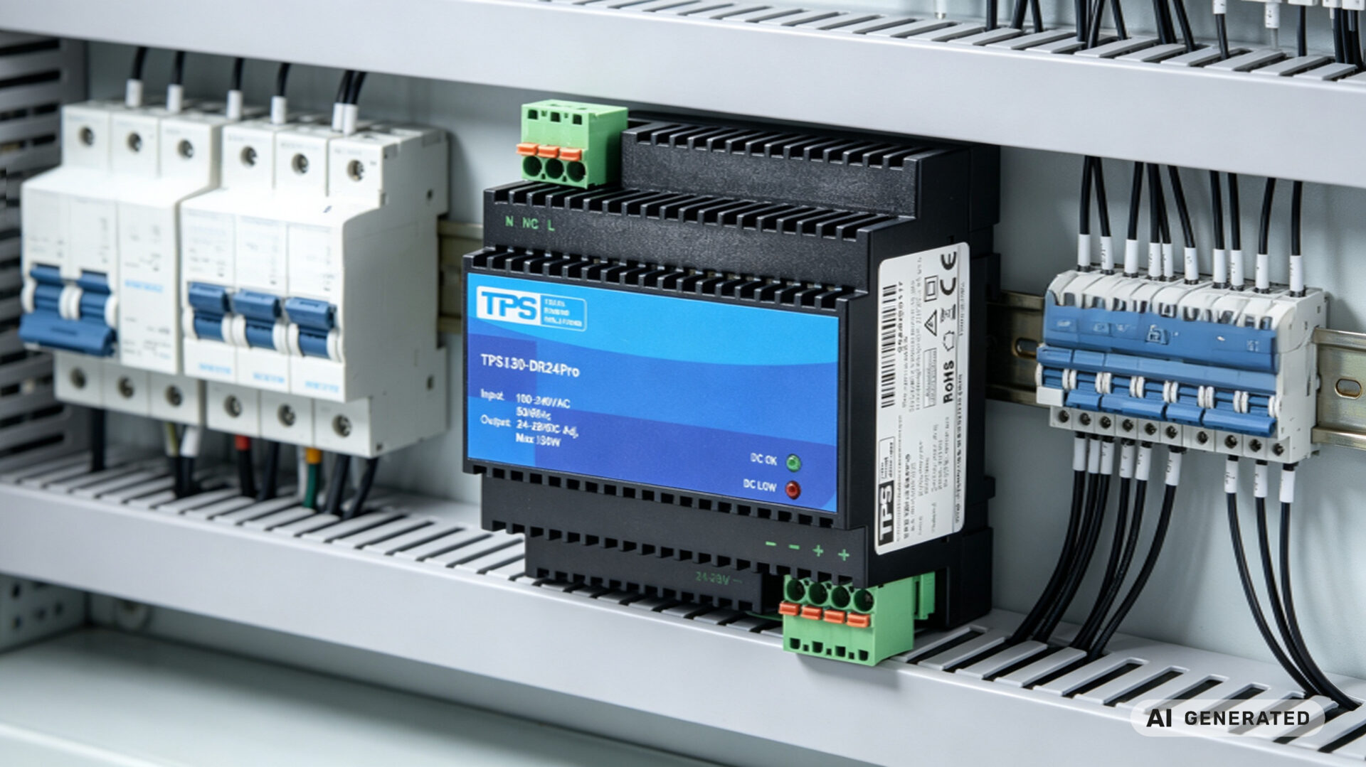 TPS130-DR24Pro High Efficiency DIN Rail Power Supply for Factory Automation