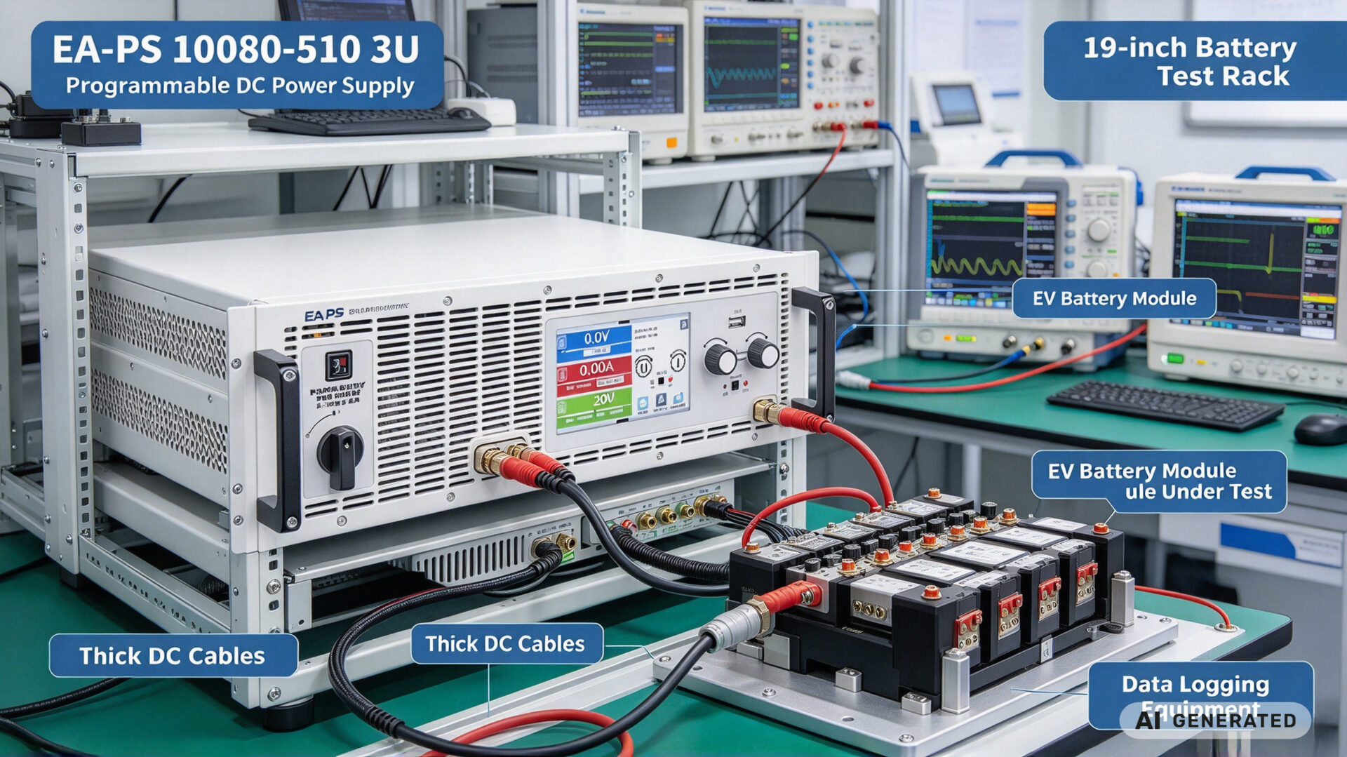 15kW Power Supply EV Battery Test Rack Bidirectional