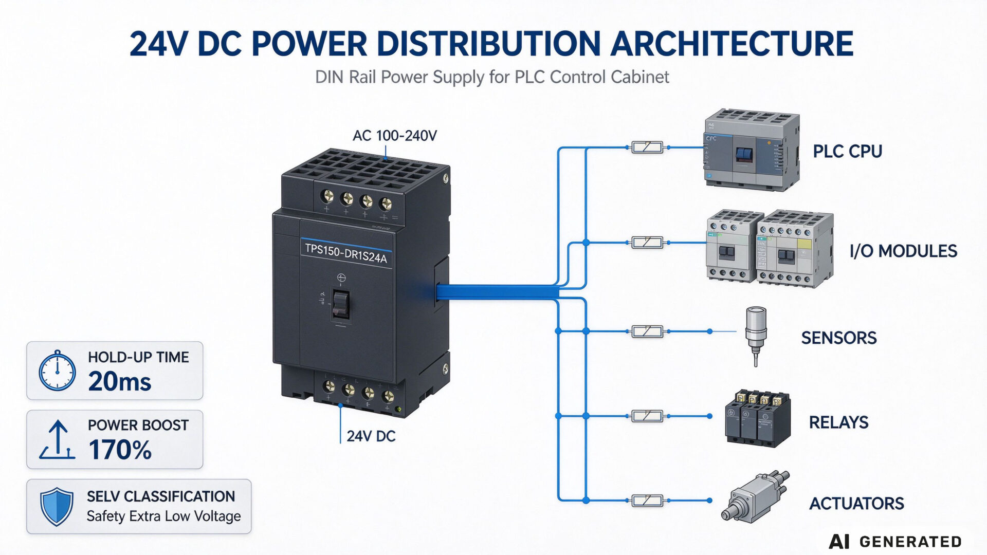 24V DC Power Distribution PLC Control Panel Architecture