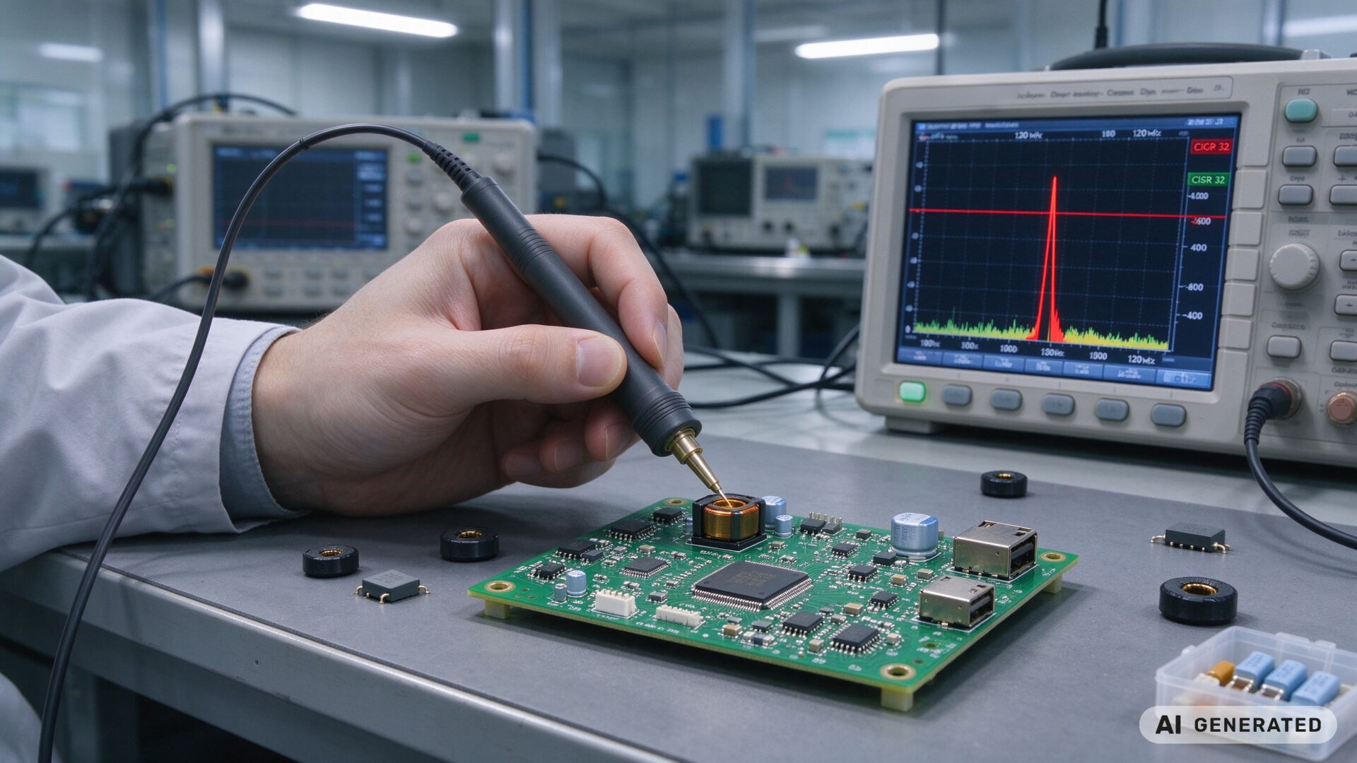 EMI Test Lab Near-Field Probe Debugging CISPR 32