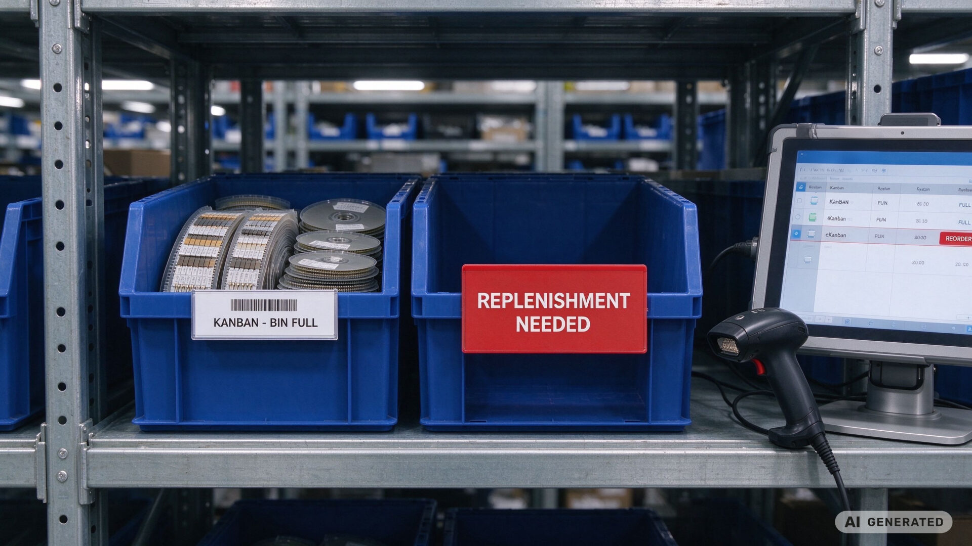 Kanban-driven warehouse replenishment