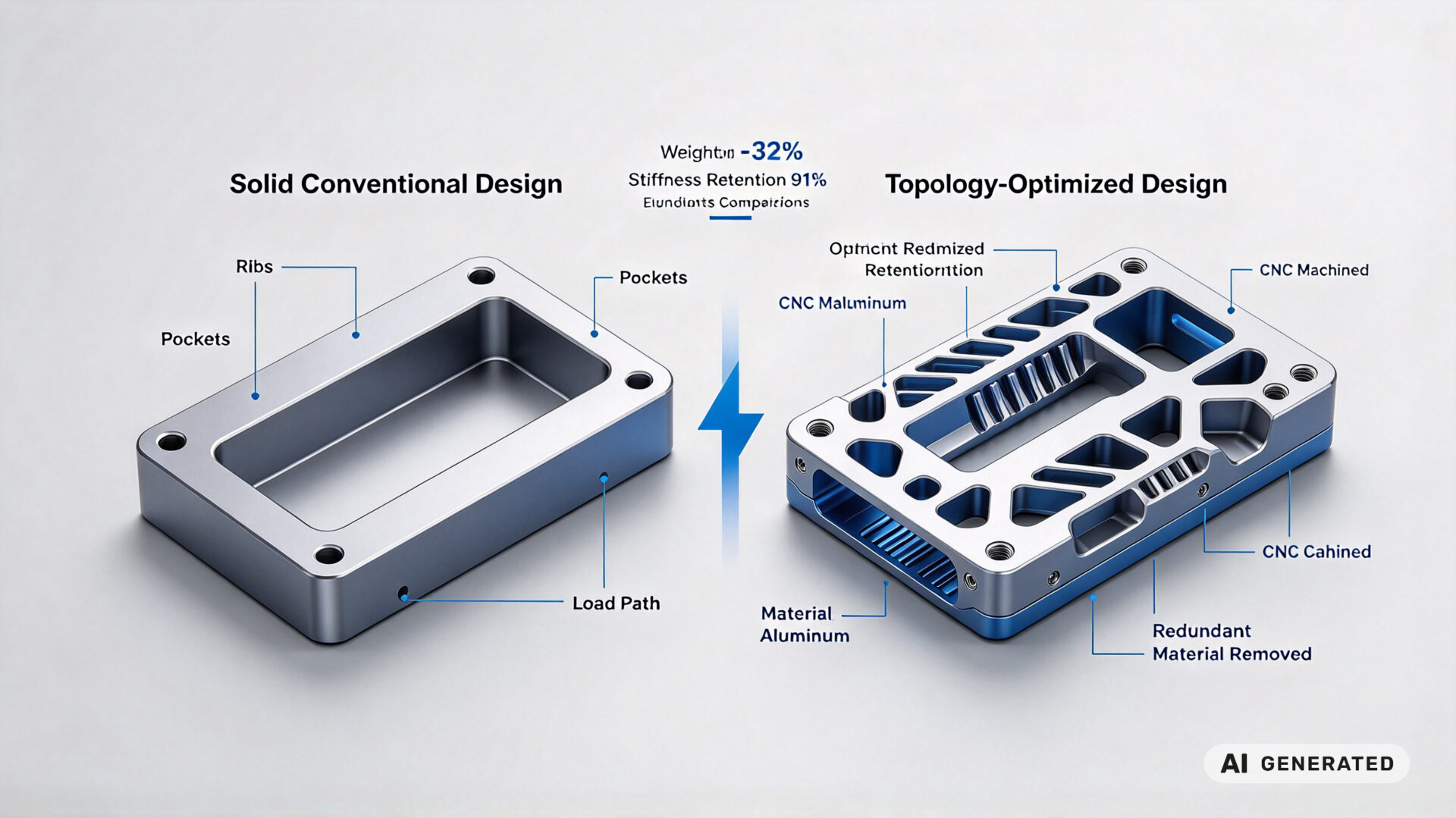 Robot End Effector CNC Machining Weight Reduction Gewichtsreduzierung bei CNC-gefertigten Roboter-Endeffektoren